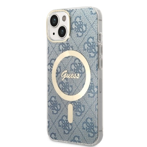 Guess 4G MagSafe Compatible Case + Wireless Charger for iPhone 14 Blue image 1