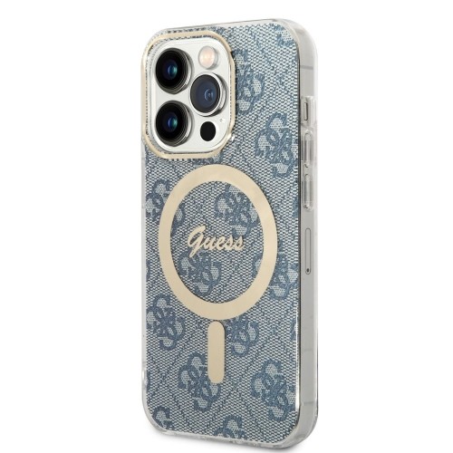 Guess 4G MagSafe Compatible Case + Wireless Charger for iPhone 14 Pro Blue image 1