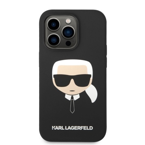 Karl Lagerfeld MagSafe Compatible Case Liquid Silicone Karl Head for iPhone 14 Pro Black image 1