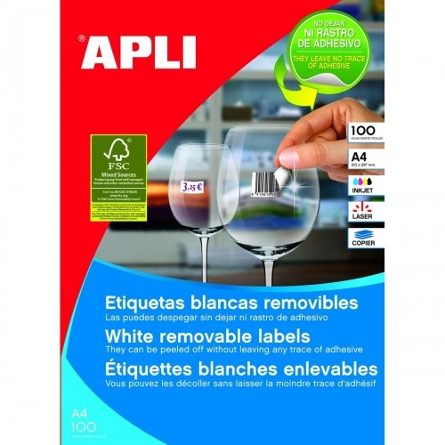 Этикетки для принтера Apli 100 Листья 64,6 x 33,8 mm A4 image 1