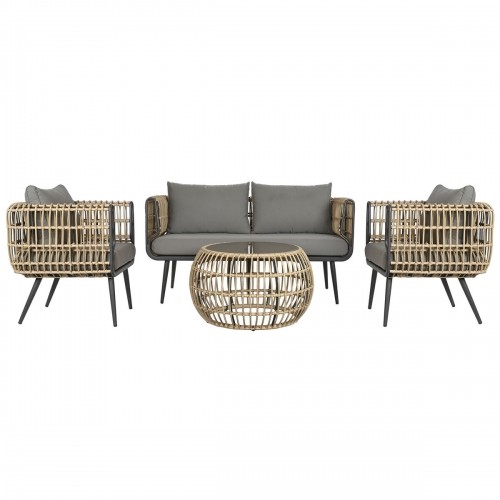 Набор стол и 3 кресла DKD Home Decor Коричневый синтетический ротанг Алюминий (144 x 67 x 74 cm) image 1