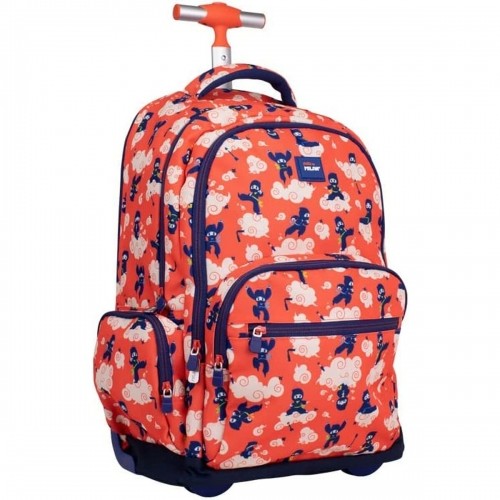 School Rucksack with Wheels Milan Ninjutsu Red 52 x 34,5 x 23 cm image 1