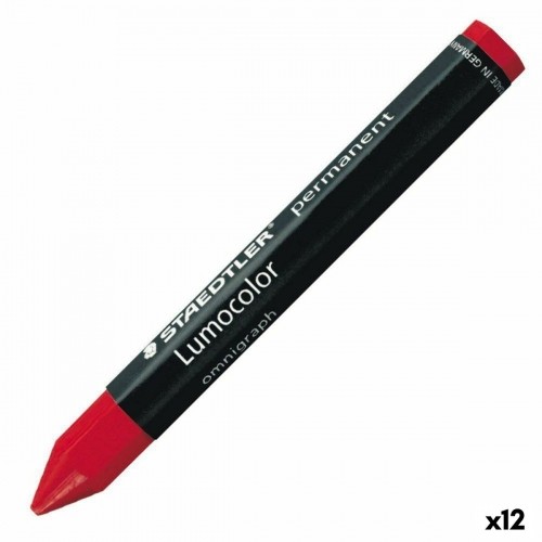 Coloured crayons Staedtler Lumocolor Permanent Red (12 Units) image 1