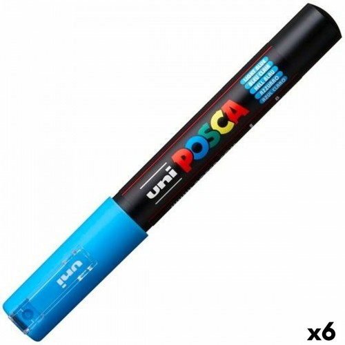 Marker pen/felt-tip pen POSCA PC-1M Blue Light Blue (6 Units) image 1