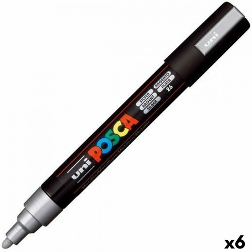 Marķieris POSCA PC-5M Sudrabs 6 gb. image 1