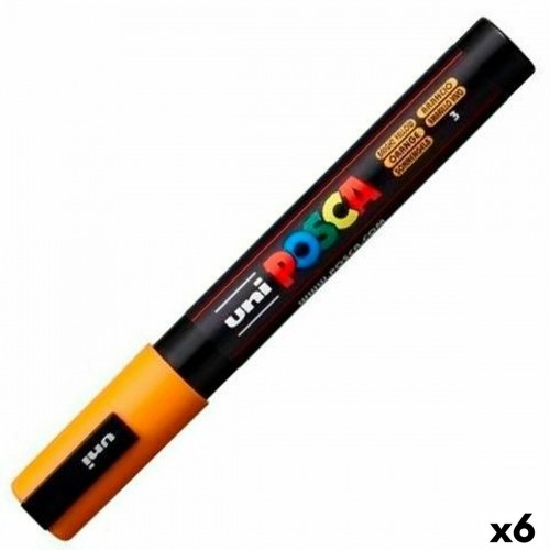 Felt-tip pens POSCA PC-5M Orange (6 Units) image 1