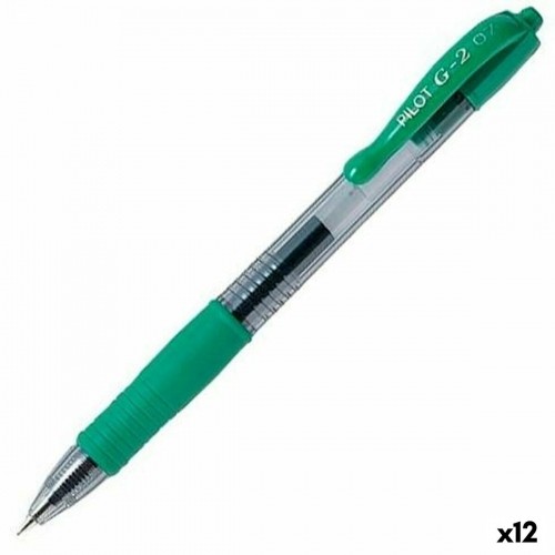 Gel pen Pilot G-2 07 Green 0,4 mm (12 Units) image 1