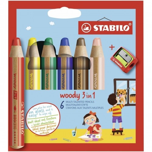 Цветные карандаши Stabilo Woody Разноцветный 3-в-1 6 Предметы image 1