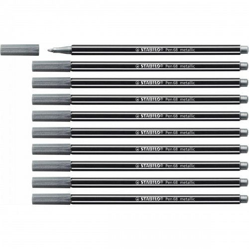 Marķieris Stabilo Pen 68 metallic Sudrabains 10 gb. image 1