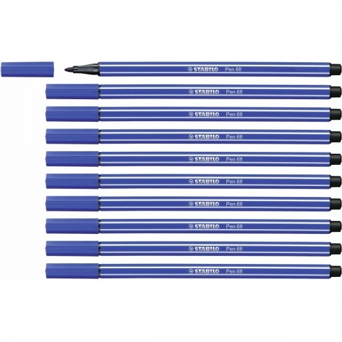 Felt-tip pens Stabilo Pen 68 Navy Blue (10 Pieces) image 1