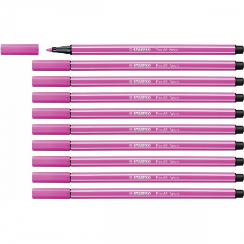 Felt-tip pens Stabilo Pen 68 Fluorescent Pink (10 Pieces) image 1