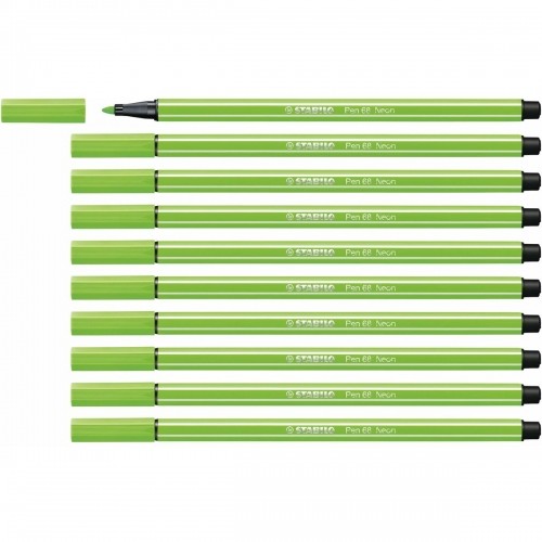 Felt-tip pens Stabilo Pen 68 Fluorescent Green (10 Pieces) image 1