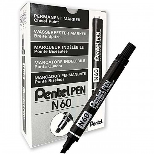 Permanentais marķieris Pentel N60 Melns Alumīnijs 12 gb. image 1