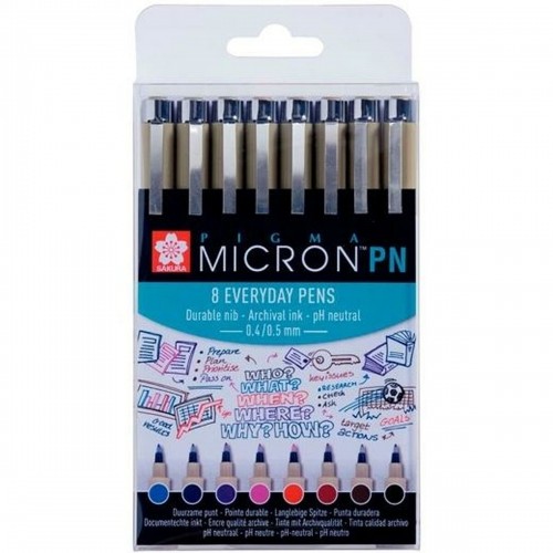 Set of Felt Tip Pens Talens Sakura Pigma Micron PN 8 Pieces Multicolour image 1