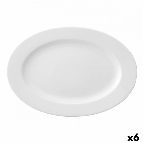 Flat plate Ariane Prime Oval Ceramic White (38 x 25 cm) (6 Units) image 1