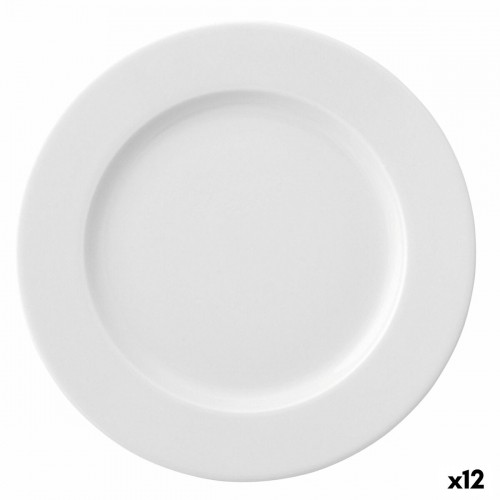 Flat Plate Ariane Prime White Ceramic Ø 21 cm (12 Units) image 1