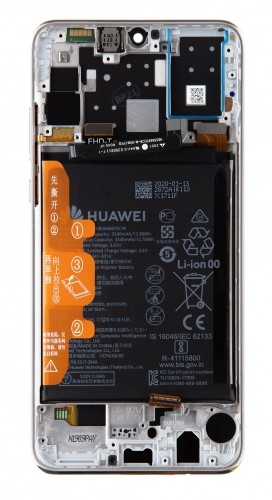 Huawei P30 Lite LCD Display + Touch Unit + Front Cover White  (for 24MP photo) (Service Pack) image 1