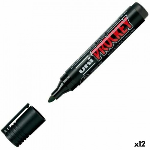 Felt-tip pens Uni-Ball Prockey PM-122 Black (12 Units) image 1