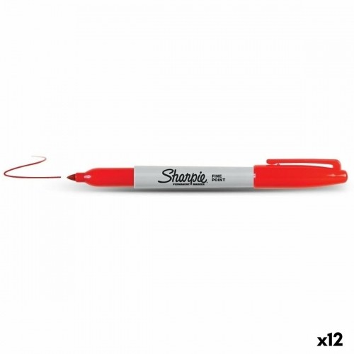 Permanent marker Sharpie Fine Point Red (12 Units) image 1