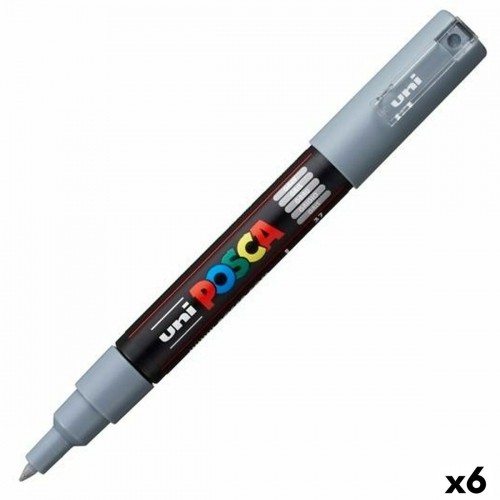 Felt-tip pens POSCA PC-1M Grey (6 Units) image 1