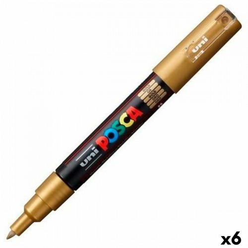 Felt-tip pens POSCA PC-1M Golden (6 Units) image 1