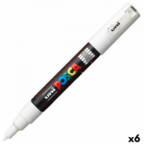 Felt-tip pens POSCA PC-1M White Black (6 Units) image 1