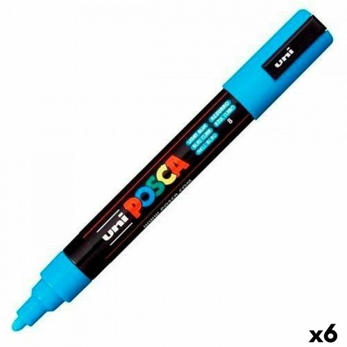 Felt-tip pens POSCA PC-5M Light Blue (6 Units) image 1