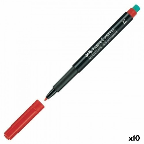 Постоянный маркер Faber-Castell Multimark 1525 M Красный (10 штук) image 1