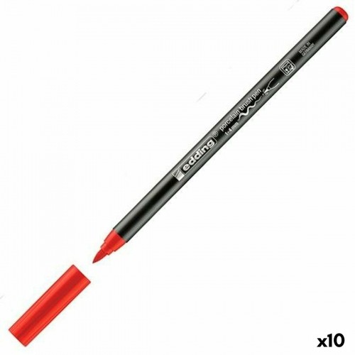 Felt-tip pens Edding 4200 Paintbrush Red (10 Units) image 1