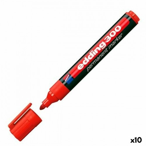 Постоянный маркер Edding 300 Красный (10 штук) image 1