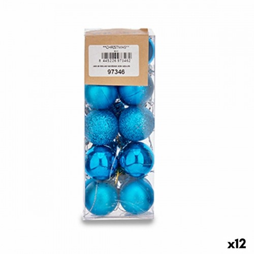 Set of Christmas balls Ø 3 cm Blue Plastic (12 Units) image 1
