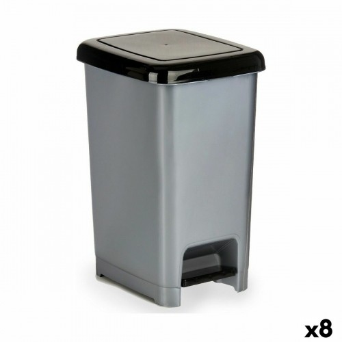 Bigbuy Home Atkritumu tvertne ar pedāli Melns Pelēks Plastmasa 25 L (37 x 47 x 26,9 cm) (8 gb.) image 1
