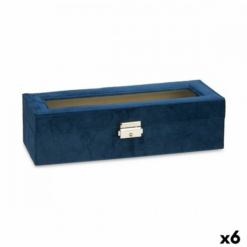 Box for watches Blue Metal (30,5 x 8,5 x 11,5 cm) (6 Units) image 1