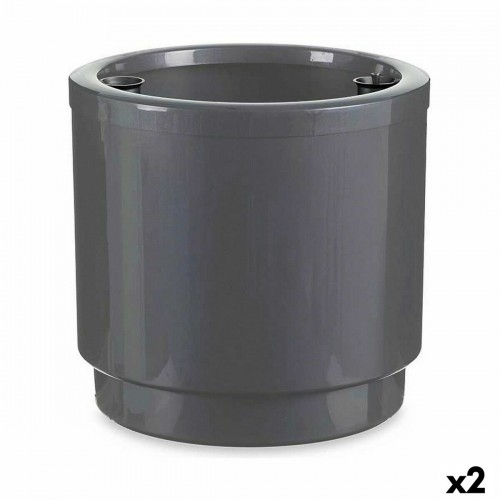 Self-watering flowerpot Silver polypropylene (2 Units) (38 x 37,5 x 38 cm) image 1