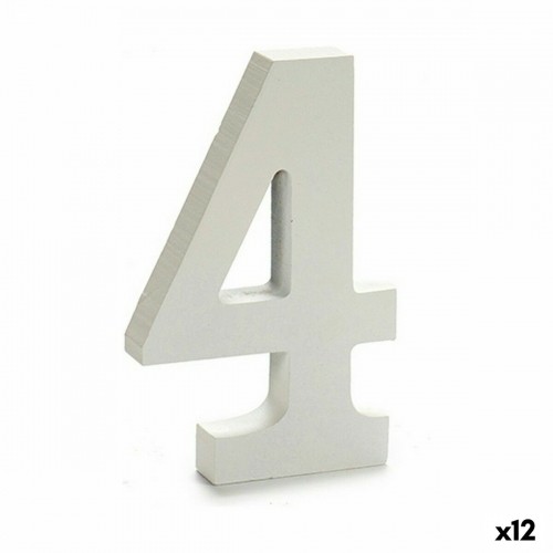 Number 4 Wood White (1,8 x 21 x 17 cm) (12 Units) image 1
