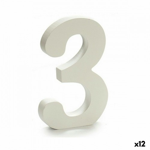 Number 3 Wood White (1,8 x 21 x 17 cm) (12 Units) image 1
