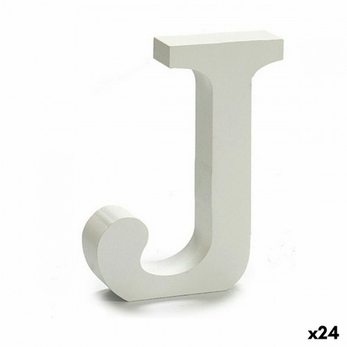 Letter J (24 Units) White Wood 2 x 11 cm image 1