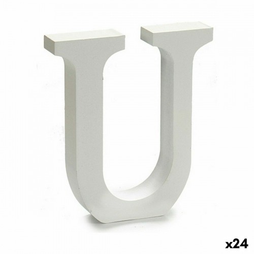 Letter U Wood White (2 x 16 x 14,5 cm) (24 Units) image 1