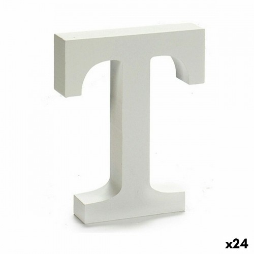 Letter T Wood White (2 x 16 x 14,5 cm) (24 Units) image 1