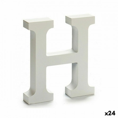 Letter H Wood White (2 x 16 x 14,5 cm) (24 Units) image 1