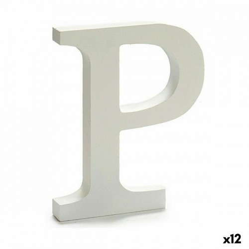Letter P Wood White (1,8 x 21 x 17 cm) (12 Units) image 1