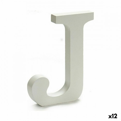 Letter J Wood White (1,8 x 21 x 17 cm) (12 Units) image 1