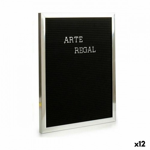 Painting Silver Black Panel 144 Letters (2,5 x 50,5 x 40,5 cm) (12 Units) image 1