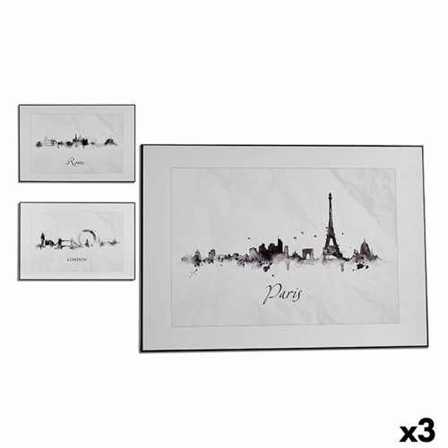 Painting City Black White Particleboard (81,5 x 3 x 121 cm) (3 Units) image 1