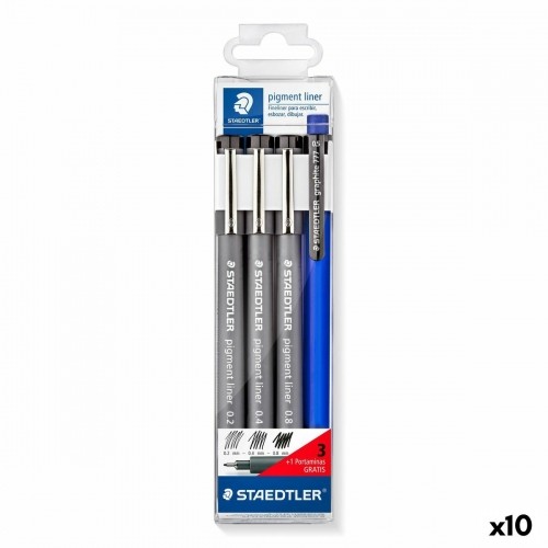 Set of Felt Tip Pens Staedtler Black (10 Units) image 1