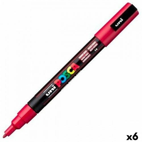 Marker pen/felt-tip pen POSCA PC-3M Dark Red (6 Units) image 1