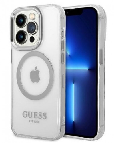 Guess  
       Apple  
       iPhone 14 Pro Max 6.7 hard case Metal Outline Magsafe 
     Silver image 1