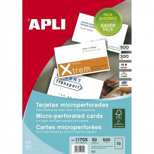 Business cards Apli Белый 50 Листья 90 x 50,8 mm image 1