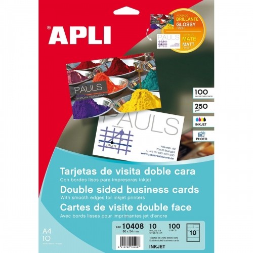 Business cards Apli 10408 Белый 10 Листья Двухстороннее 210 x 297 mm image 1