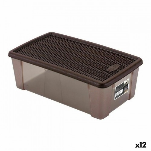 Box with cover Stefanplast 19,5 x 11,5 x 33 cm Plastic Chocolate 5 L (12 Units) image 1